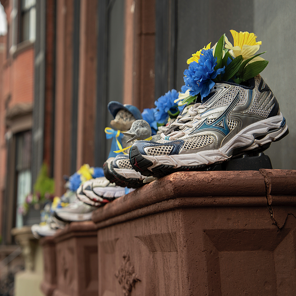 Boston Marathon Sneakers Window Display by Joann Vitali Boston Marathon Sneakers Window Display by Joann Vitali